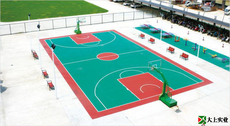 紅色+綠色丙烯酸籃球場(chǎng)